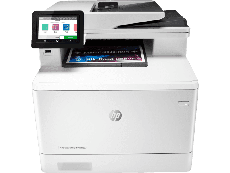 
HP Colour LaserJet Pro MFP M479dw 27/27 PPM. Functions - Print, copy, scan. Duplex. 50-sheet ADF with single-pass, two-sided scanning